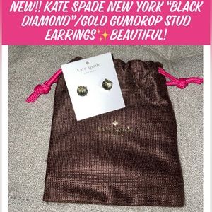 New!! Kate Spade New York “Black Diamond”/Gold Gumdrop Stud Earrings✨Beautiful